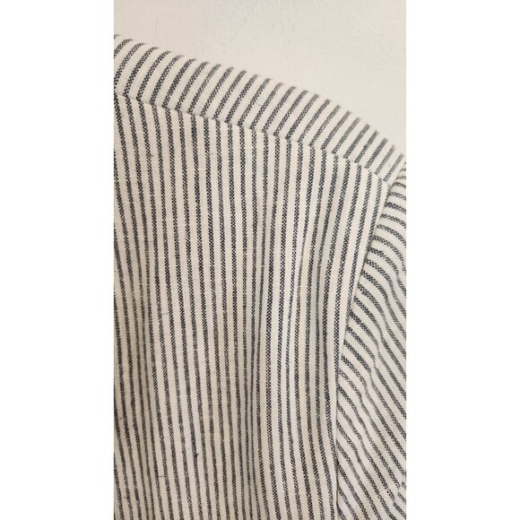 Old Navy Blazer Blue Stripe Linen Blend Medium Double Breasted Nautical NWT - Picture 3 of 11